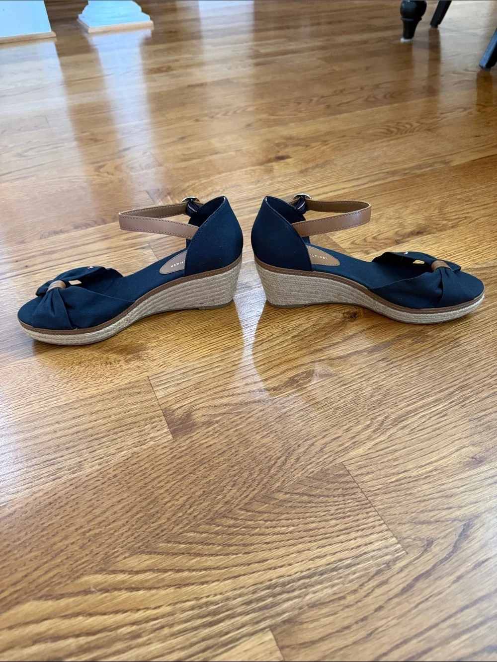 Tommy Hilfiger Iconic Elba Navy Bow Espadrille Wedges Size 7.5
